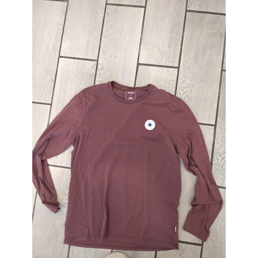 Converse Long Sleeve T Shirt Men's Burgundy Crew Neck All‎ Star Logo Size L